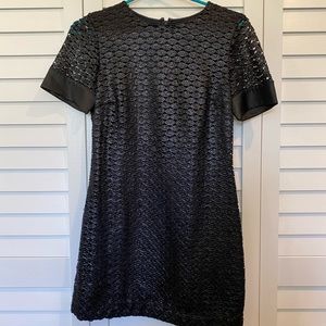 DVF Black Shimmer Lace Mini Dress